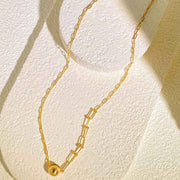 18k Solid Yellow Gold Ball Necklace